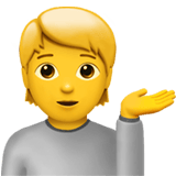 Apple design of the person tipping hand emoji verson:ios 16.4