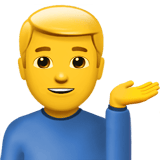 Apple design of the man tipping hand emoji verson:ios 16.4