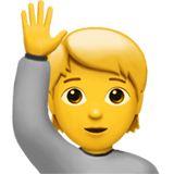 Apple design of the person raising hand emoji verson:ios 16.4