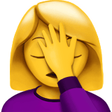 Apple design of the woman facepalming emoji verson:ios 16.4