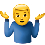 Apple design of the man shrugging emoji verson:ios 16.4