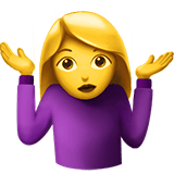 Apple design of the woman shrugging emoji verson:ios 16.4