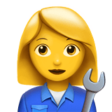 Apple design of the woman mechanic emoji verson:ios 16.4
