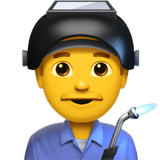 Apple design of the man factory worker emoji verson:ios 16.4