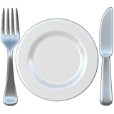 Apple design of the fork and knife with plate emoji verson:ios 16.4