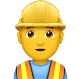 Apple design of the man construction worker emoji verson:ios 16.4