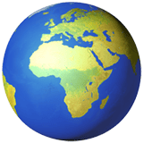 Apple design of the globe showing Europe-Africa emoji verson:ios 16.4