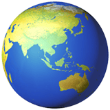 Apple Apple design of the globe showing Asia-Australia emoji verson:ios 16.4