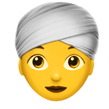 Apple design of the woman wearing turban emoji verson:ios 16.4
