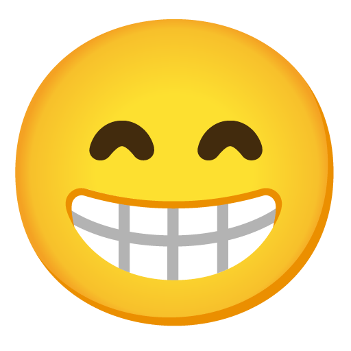 Google design of the beaming face with smiling eyes emoji verson:Noto Color Emoji 15.0