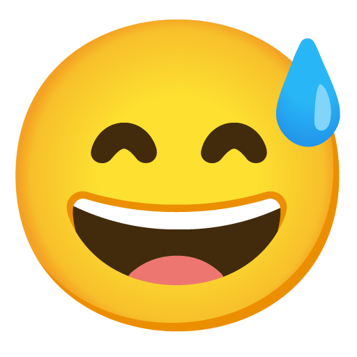 Google design of the grinning face with sweat emoji verson:Noto Color Emoji 15.0