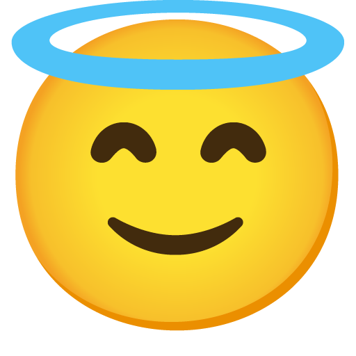 Google design of the smiling face with halo emoji verson:Noto Color Emoji 15.0