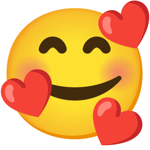 Google design of the smiling face with hearts emoji verson:Noto Color Emoji 15.0