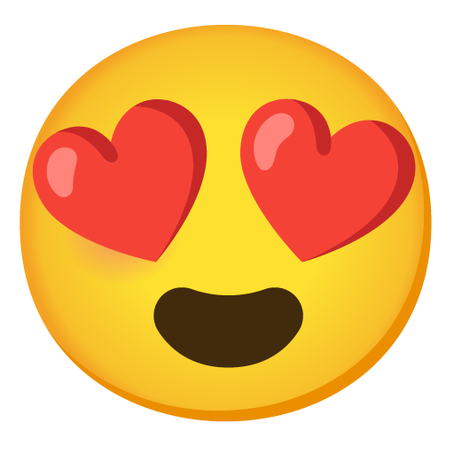 Google design of the smiling face with heart-eyes emoji verson:Noto Color Emoji 15.0