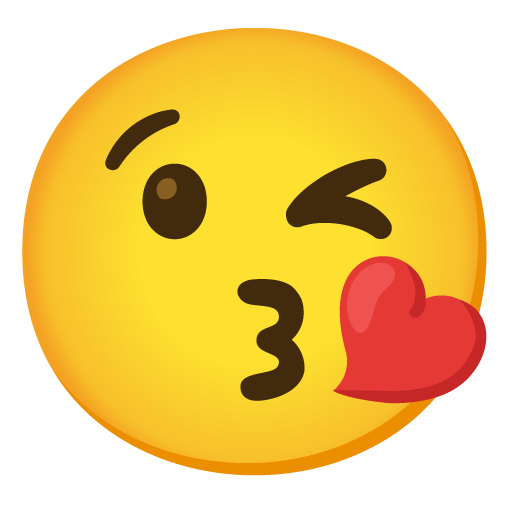 Google design of the face blowing a kiss emoji verson:Noto Color Emoji 15.0