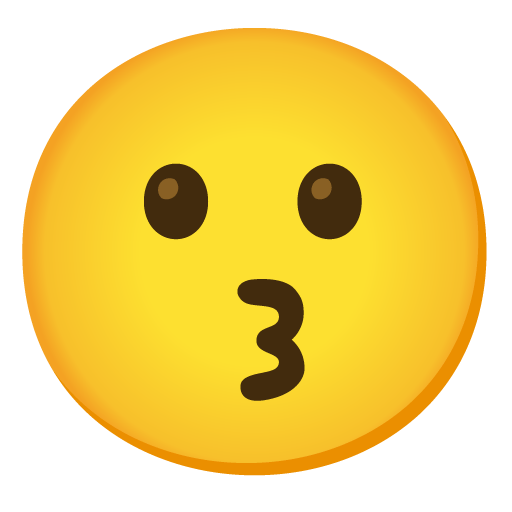 Google design of the kissing face emoji verson:Noto Color Emoji 15.0