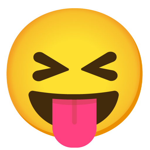 Google design of the squinting face with tongue emoji verson:Noto Color Emoji 15.0