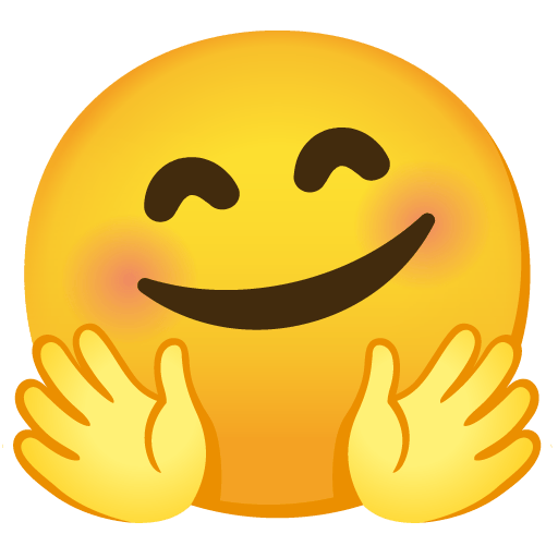 Google design of the smiling face with open hands emoji verson:Noto Color Emoji 15.0