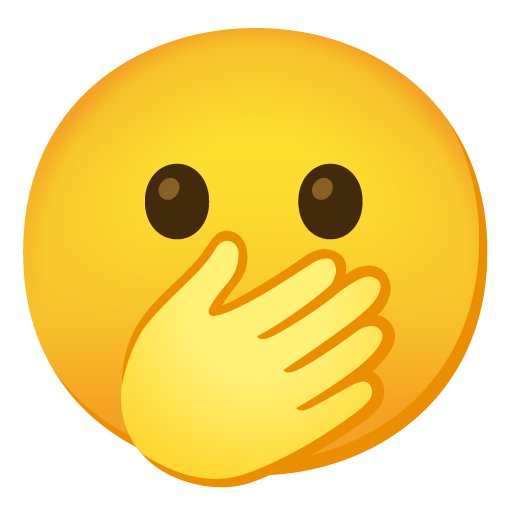 Google design of the face with open eyes and hand over mouth emoji verson:Noto Color Emoji 15.0