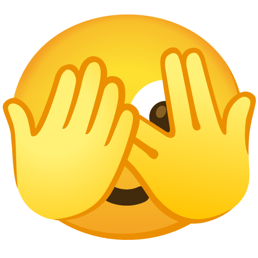 Google design of the face with peeking eye emoji verson:Noto Color Emoji 15.0