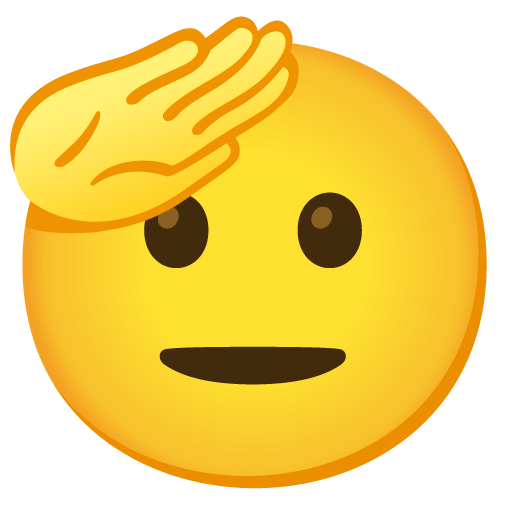 Google design of the saluting face emoji verson:Noto Color Emoji 15.0