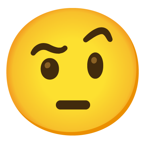 Google design of the face with raised eyebrow emoji verson:Noto Color Emoji 15.0