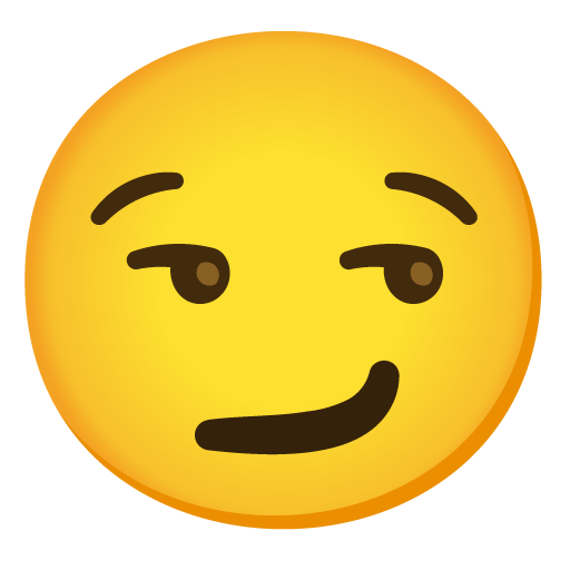 Google design of the smirking face emoji verson:Noto Color Emoji 15.0