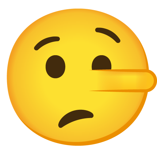 Google design of the lying face emoji verson:Noto Color Emoji 15.0