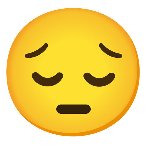 Google design of the pensive face emoji verson:Noto Color Emoji 15.0