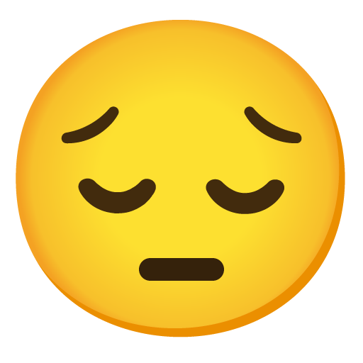 Google Google design of the pensive face emoji verson:Noto Color Emoji 15.0