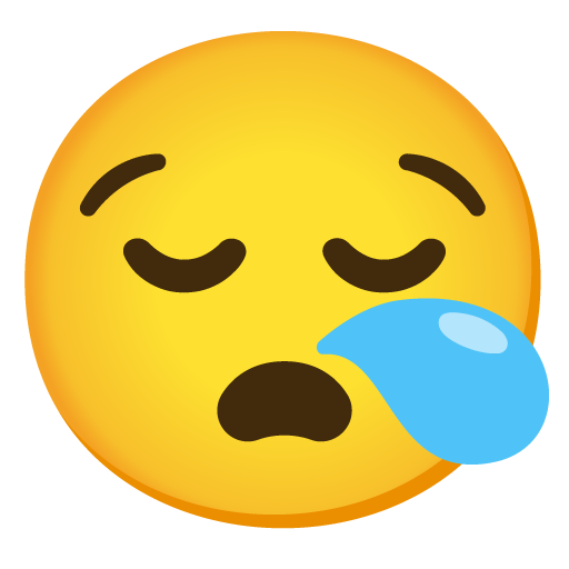 Google design of the sleepy face emoji verson:Noto Color Emoji 15.0