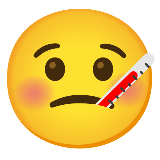 Google design of the face with thermometer emoji verson:Noto Color Emoji 15.0