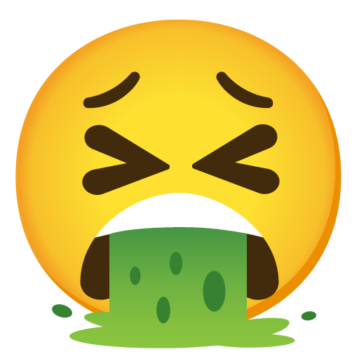 Google design of the face vomiting emoji verson:Noto Color Emoji 15.0