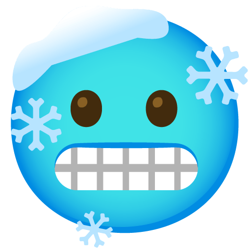 Google design of the cold face emoji verson:Noto Color Emoji 15.0