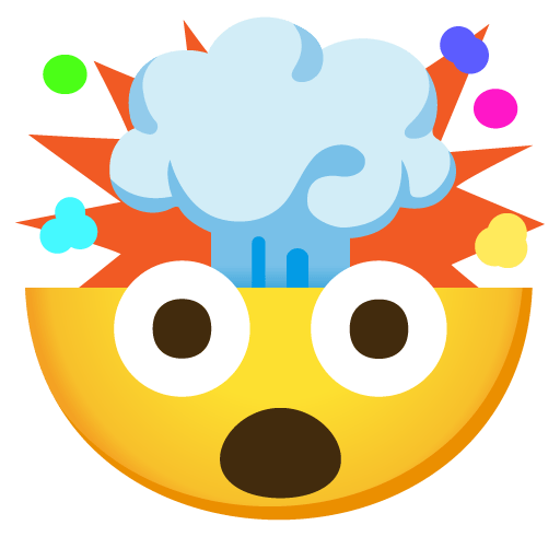 Google design of the exploding head emoji verson:Noto Color Emoji 15.0