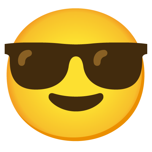 Google design of the smiling face with sunglasses emoji verson:Noto Color Emoji 15.0