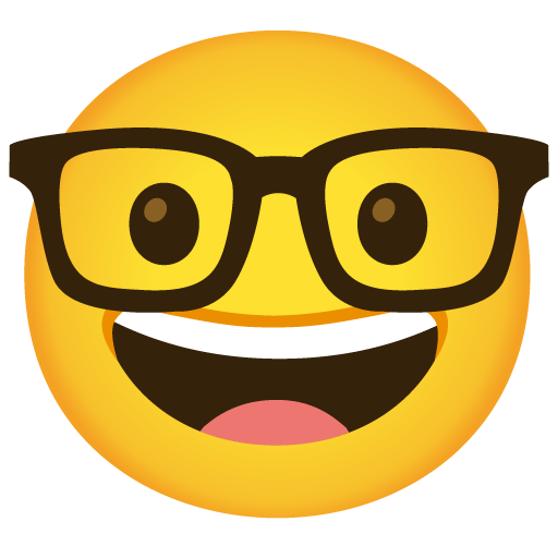 Google design of the nerd face emoji verson:Noto Color Emoji 15.0