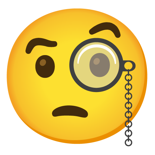 Google design of the face with monocle emoji verson:Noto Color Emoji 15.0