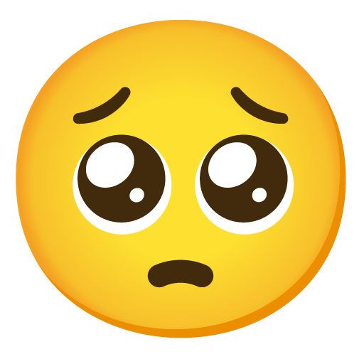 Google design of the pleading face emoji verson:Noto Color Emoji 15.0