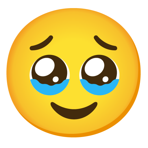 Google design of the face holding back tears emoji verson:Noto Color Emoji 15.0