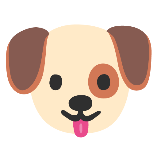 Google design of the dog face emoji verson:Noto Color Emoji 15.0