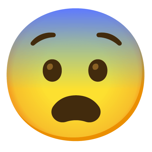 Google design of the fearful face emoji verson:Noto Color Emoji 15.0