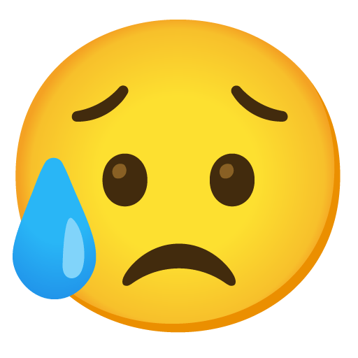 Google design of the sad but relieved face emoji verson:Noto Color Emoji 15.0