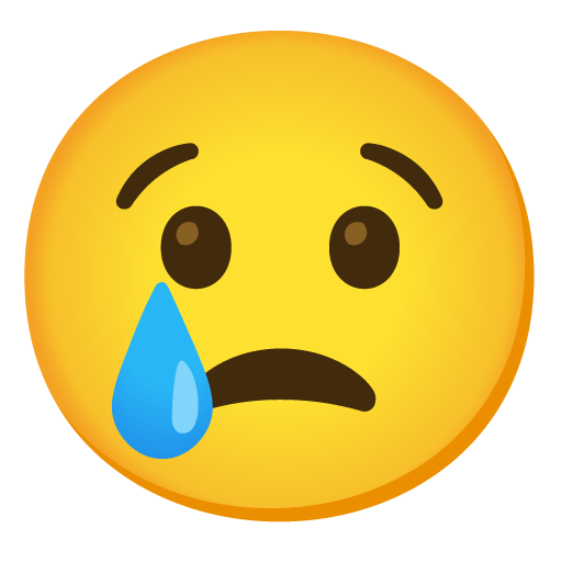 Google design of the crying face emoji verson:Noto Color Emoji 15.0