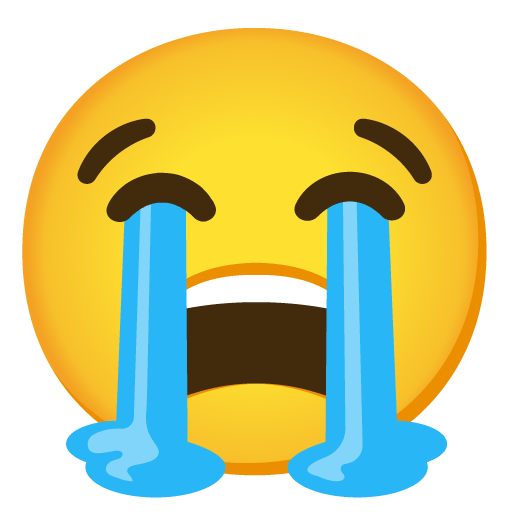 Google design of the loudly crying face emoji verson:Noto Color Emoji 15.0