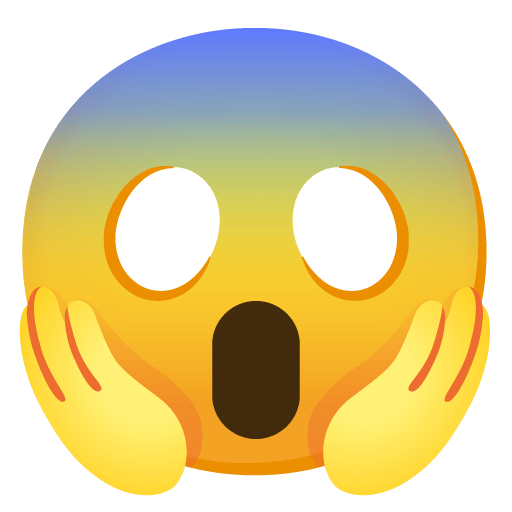 Google design of the face screaming in fear emoji verson:Noto Color Emoji 15.0