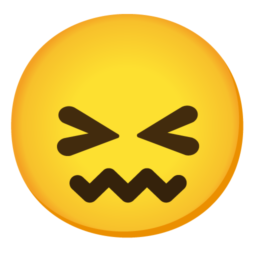 Google design of the confounded face emoji verson:Noto Color Emoji 15.0
