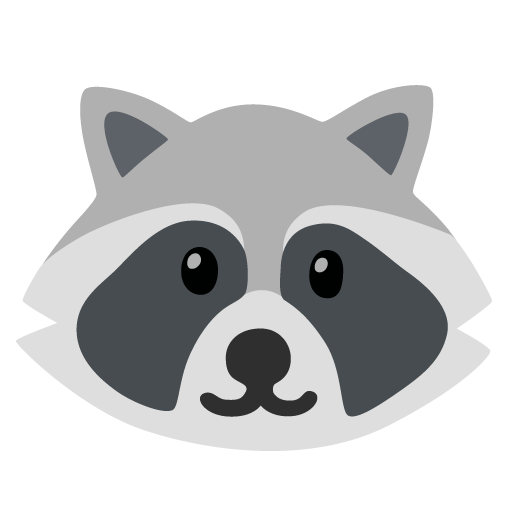 Google design of the raccoon emoji verson:Noto Color Emoji 15.0