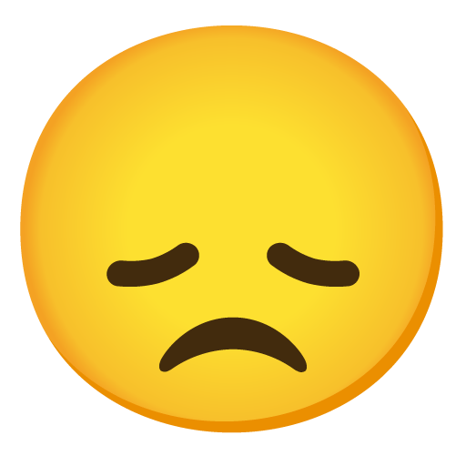 Google design of the disappointed face emoji verson:Noto Color Emoji 15.0