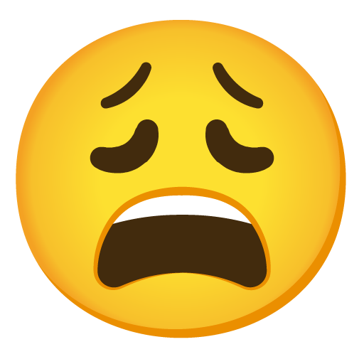 Google design of the weary face emoji verson:Noto Color Emoji 15.0